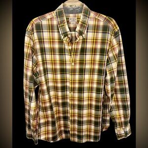 Tailored by J CREW Men’s cotton woven plaid long sleeve shirt | Size Large